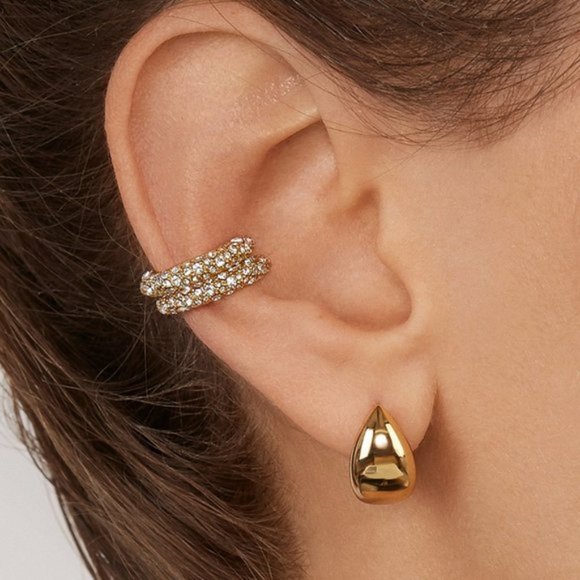 Glam Time Gold Rhinestone Ear Cuff Set - Picture 2 of 5
